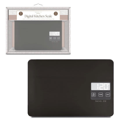 Rachel Zoe Digital Kitchen Food Scale with Non-Slip Base for Home and Kitchen, Measures in Pounds, Grams, Milliliters & Kilograms, Battery Operated Aluminum Electric Scale for Meals, Baking & Diets
