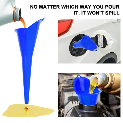 Long-Neck Oil Funnel for Automotive – Multi-Function Plastic Funnel for Oil, Gas & Lubricants – Universal Car Accessory (Blue (1-Pack))