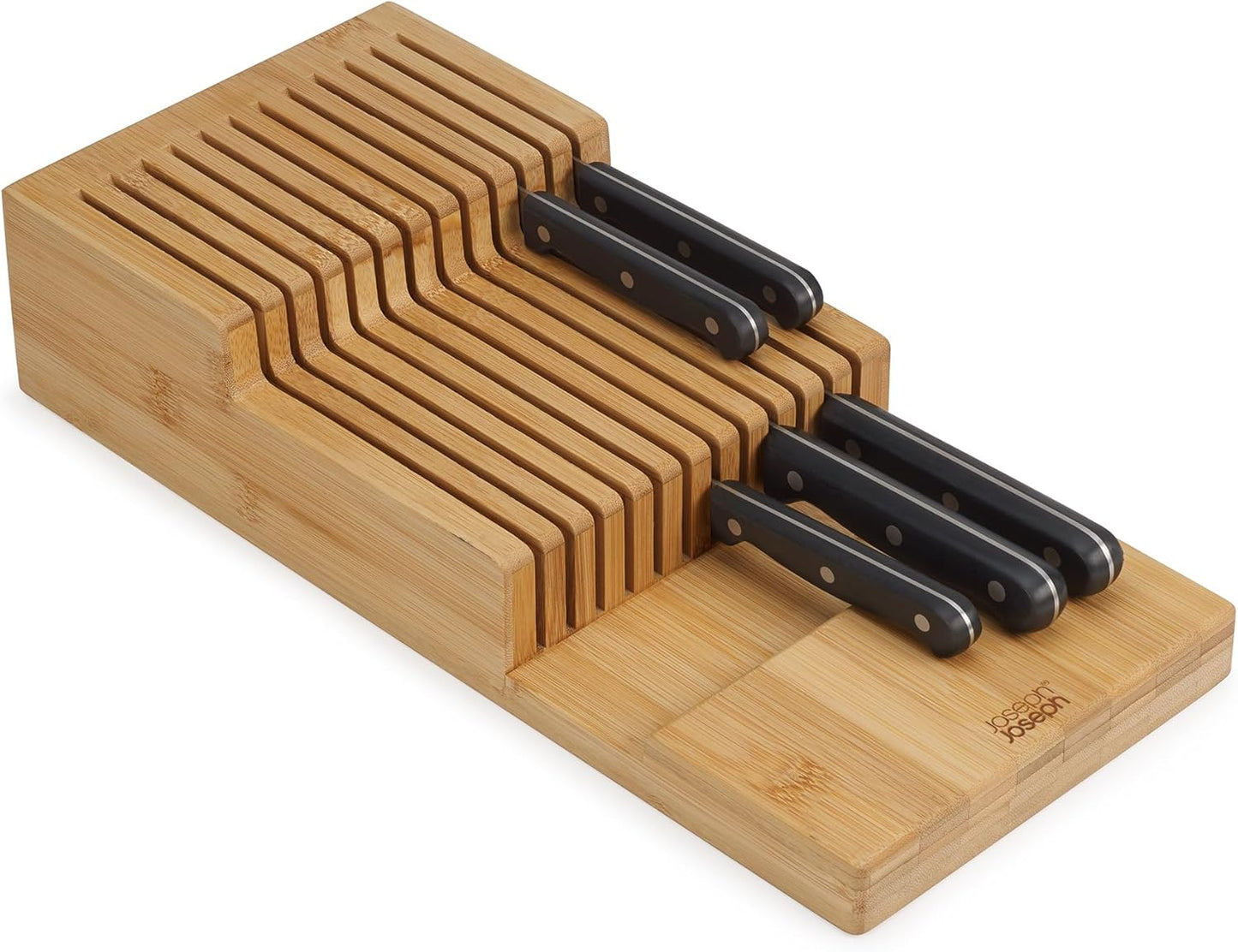 Joseph Joseph DrawerStore Compact Utensil Organizer For Kitchen Drawer Silverware, Flatware Tray, Small, Bamboo
