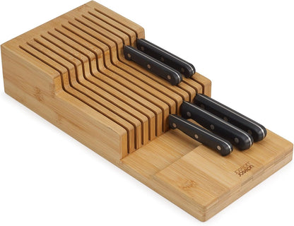 Joseph Joseph DrawerStore Compact Utensil Organizer For Kitchen Drawer Silverware, Flatware Tray, Small, Bamboo