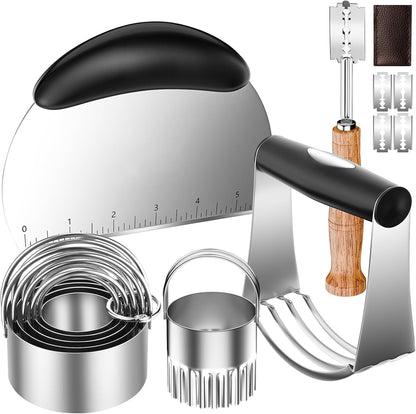 Pastry Cutter, Biscuit Cutter, Dough Scraper, Silicone Baking Mats, Stainless Steel Pastry Blender Set, Dough Cutter Biscuit Cutter Baking Pastry Mat Dough Blender Tools & Pastry Utensils (5 Pcs/Set)