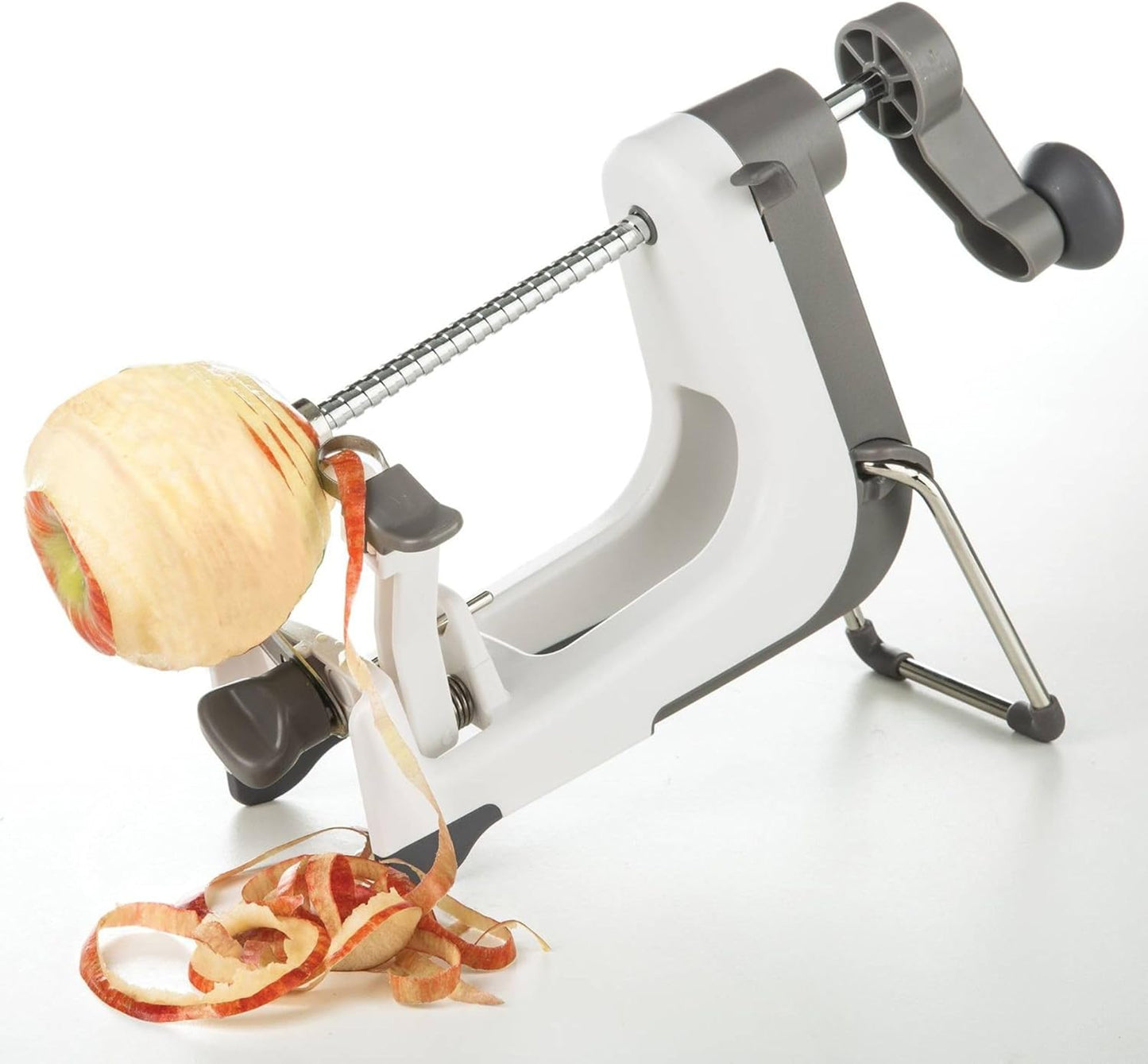PL8 Professional Apple Machine - Ergonomic Apple Peeler with Tilted Base, Silicone Non-skid Feet for Stability, and Foldable Stainless Steel Stand for Easy Storage
