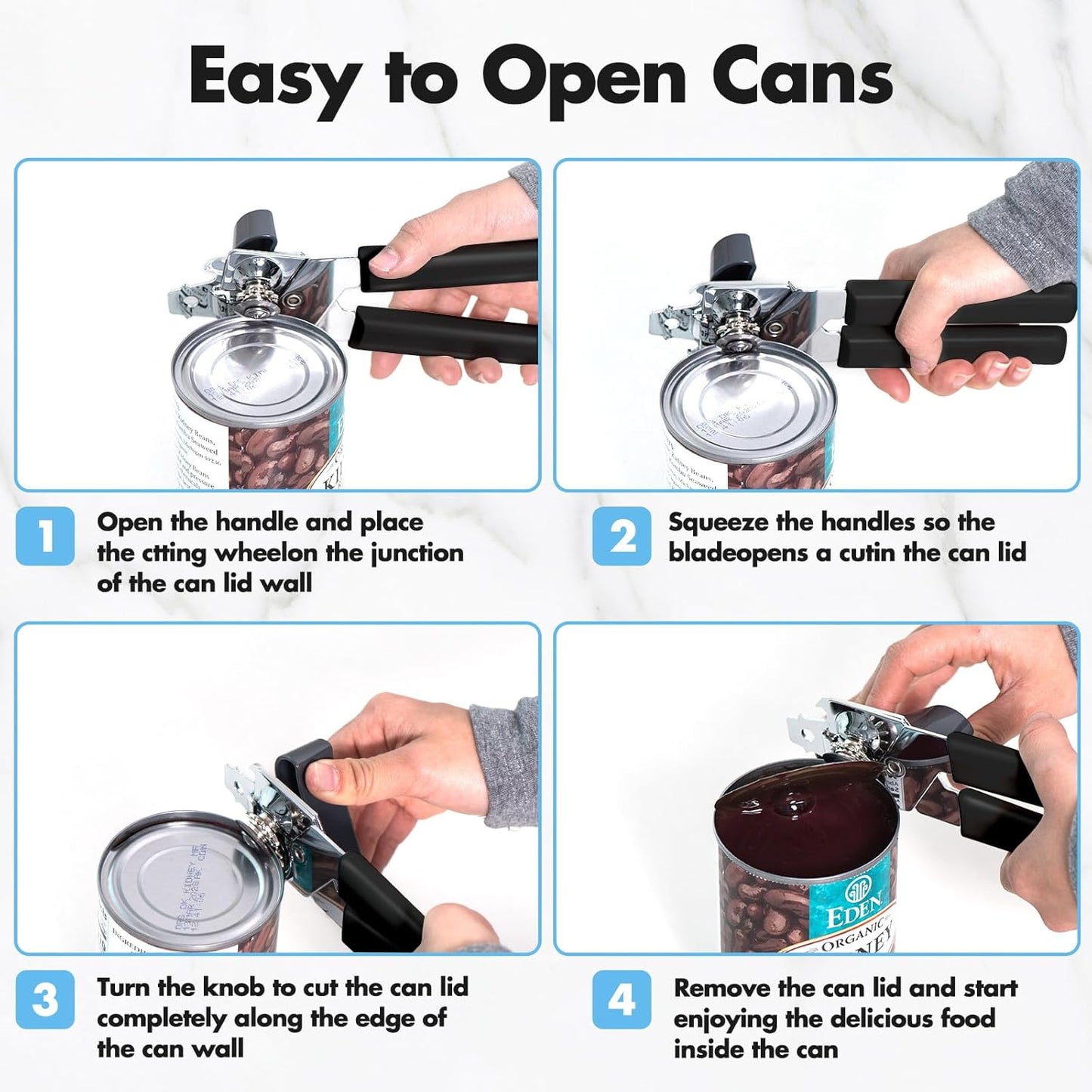 Can Opener Manual, COKORA Can Openers Hand Held with Comfort Anti-Slip Handles, Heavy Duty Stainless Steel Can Opener Smooth Edge and Bottle Openers, Easy Turn Can Openers for Seniors, Kitchen, Green