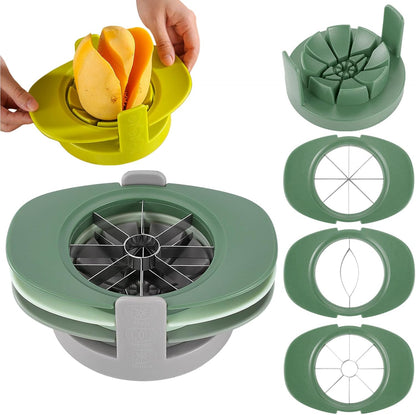 4 in 1 Fruit Cutter Slicer, Mango Apple Tomato Corer Slicer, Multifunctional Kitchen Tool for Fruit & Vegetable Cutting (Green)