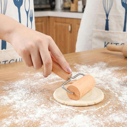 2 Pcs Baking Wooden Rolling Pins T-shape Pizza Dough Roller Pin Non-Stick Baker Pastry Roller Set for Tortilla Cookie Dumpling Home Kitchen Baking Cooking