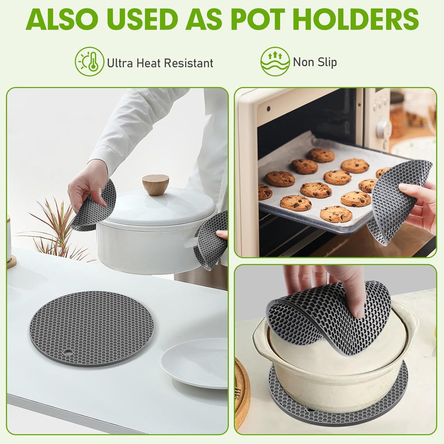 4 PCS Premium Silicone Trivet Mats, Food Grade Silicones, BPA Free, Versatile Silicone Hot Pads for Kitchen, Suitable for Fondue Mats, Can Openers and Spoon Rests