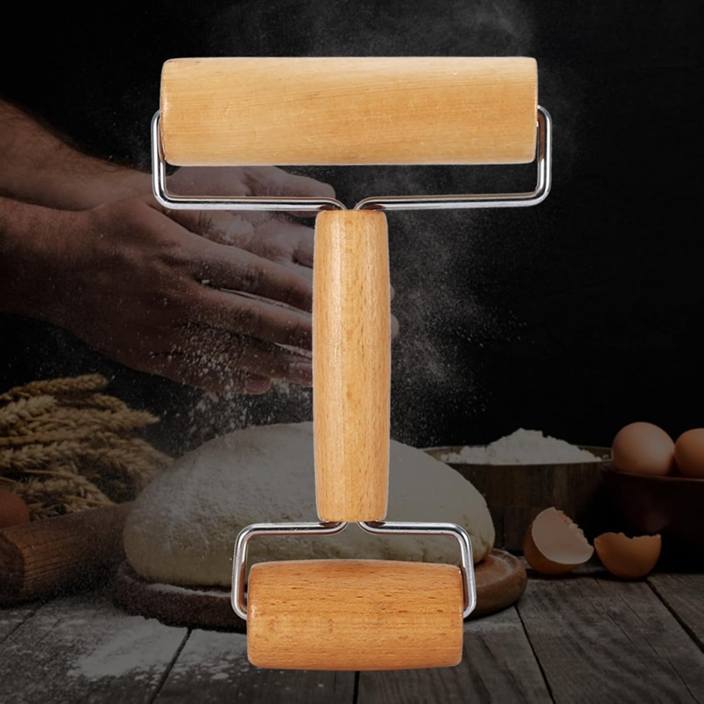 Small Rolling Pin, Pizza Dough Roller, Non Stick Wood Pastry Roller, Kitchen Wooden Rolling Pins for Baking Cooking Cookie Bread Tortilla Dumpling Fondant Clay (Style 2)
