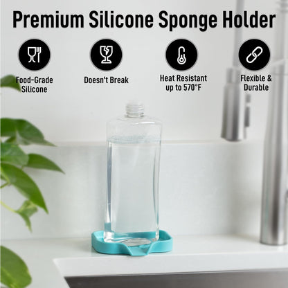 Zulay Kitchen (9x3.5in Sponge Holder for Kitchen Sink - Flexible Heavy-duty Multipurpose Sink Caddy - Counter Organizer for Kitchen, Bathroom, Makeup, Trinkets & More! (Grey)