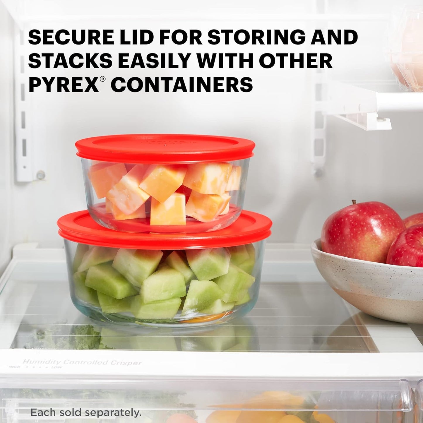 Pyrex Simply Store Glass Food Storage Container, Snug Fit Non-Toxic Plastic BPA-Free Lids, Freezer Dishwasher Microwave Safe, 11 Cup