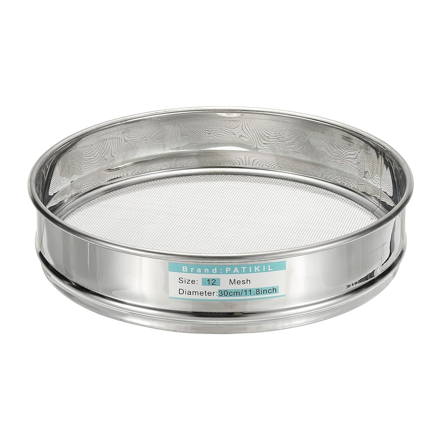PATIKIL 10 Mesh(2mm) Lab Sieve, 11.8"(30cm) Diameter Sifting Screen 304 Stainless Steel Wire Cloth Fine Mesh Sieve for Industrial Laboratory Home Soil Sifter Dry Sift Screens Hash
