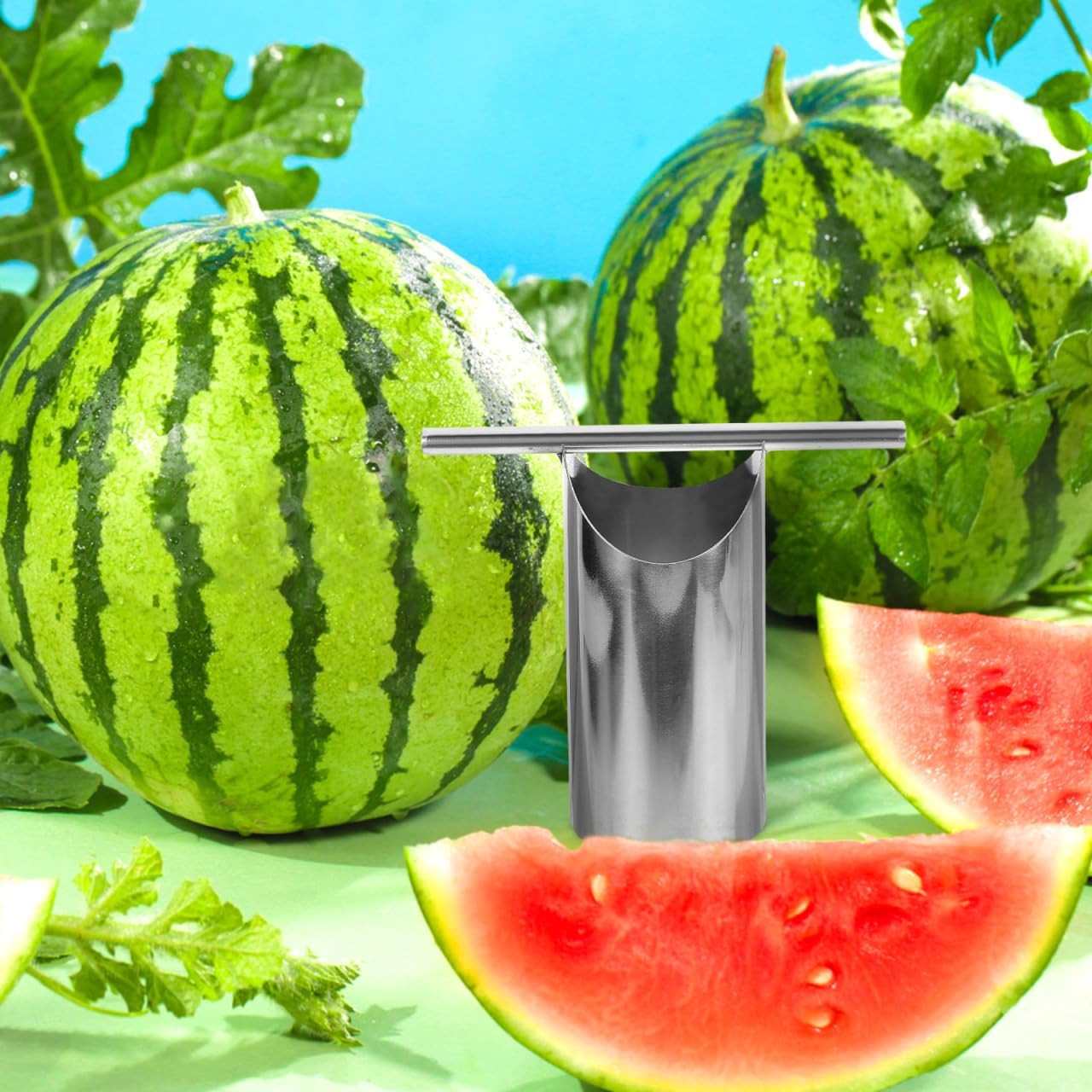 Alipis Stainless Steel Watermelon Core Remover Tool 4.7 X 4.3 Inch Melon Opener for Watermelon Cantaloupe Pineapple Kitchen Fruit Corer