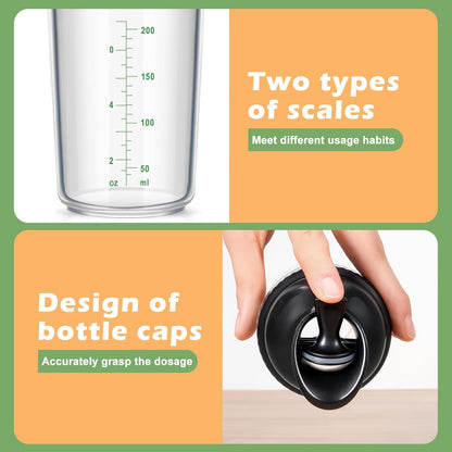 Lallisa 3 Pcs Salad Dressing Shaker 7 oz Salad Dressing Dispenser Mixer Shaker for Soy Sauce Vinaigrette Kitchen Spice Oil Vinegar Container (Black)