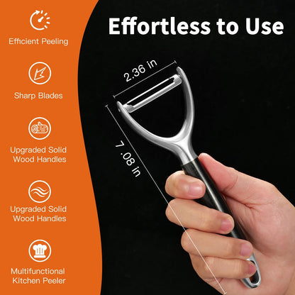 Serrated Blade Premium I Type 304 Stainless Steel Multifunctional Kitchen Peeler Real Wood Handle Ultra Sharp Blade Vegetable Potato Apple（Agarwood）