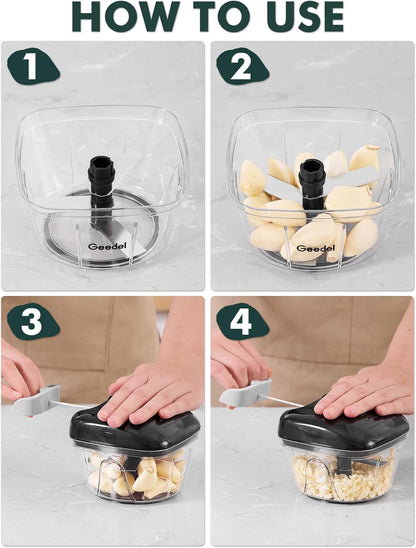 Manual Pull Food Chopper, Hand Pull String Onion Chopper Dicer for Kitchen, Easy Cleaning Food Chopper for Vegetables, Fruits (500 ML)