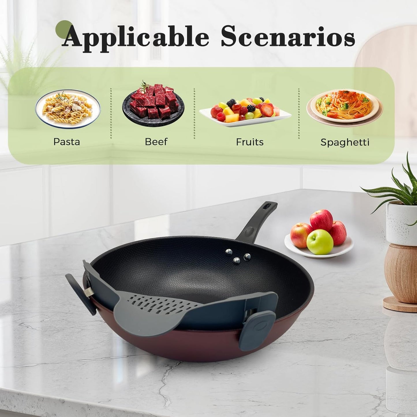 Clip-On Silicone Strainer for Pots, Heat-Resistant Handsfree Pasta & Vegetable Colander, Space-Saving Kitchen Gadget for Noodles, Veggies & Berries (Grey)