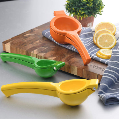 Y-ME Manual Juicer Citrus Lemon Squeezer, Fruit Juicer Lime Press Metal, Professional Hand Juicer Kitchen Tool(Yellow）