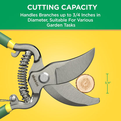 Miracle-Gro 8 in. All-Purpose Steel Garden Utility Shears with Serrated Blades – Comfort Grip Yard and Garden Scissors for Pruning Plants, Flowers, and Herbs