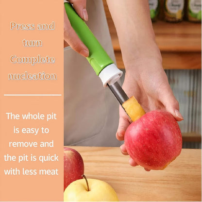 2-in-1 Retractable Fruit Corer and Peeler, Stainless Steel Vegetable Peeler and Core Remover Tool for Apples, Pears, Potato, Ergonomic Kitchen Gadget for Food Prep, Red, 8.86 x 1.3 in