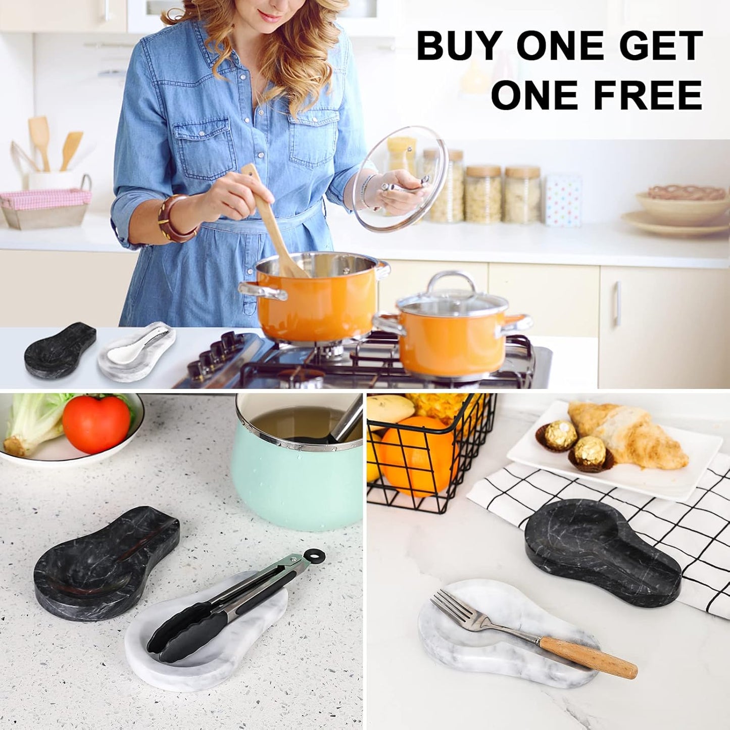 Marble Spoon Rest for Kitchen Stove Countertop, Marble Utensil Holder, Perfect for Spatula, Ladle, Fork (1, Viva jade, 4 * 6.5)