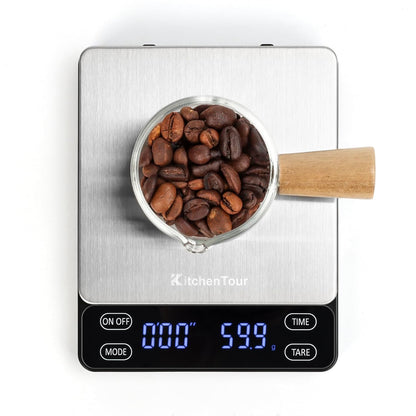 KitchenTour Digital Kitchen Gram Scale - 500g/0.01g - High Accuracy Precision Food Scale - Meat Scale with Back-Lit LCD Display(Batteries Included)-Black