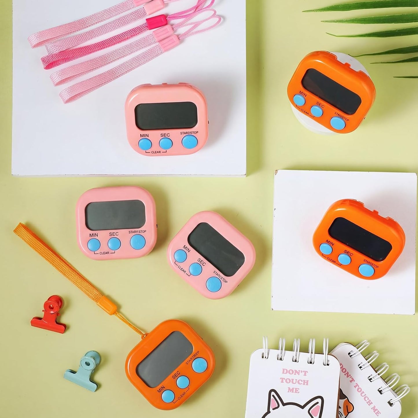 Weewooday 24 Pcs Small Digital Kitchen Timer Magnetic Back and Switch Minute Second Count up Countdown Big LCD Display Loud Alarm for Teacher Cooking Baking (Colorful)