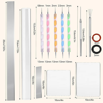 Polymer Clay Tools, Acrylic Clay Roller Pin, Polymer Clay Cutters Tools, Clear Rectangle Sheet Press Board Wire Texture Set Needle Detail Modelling Supplies
