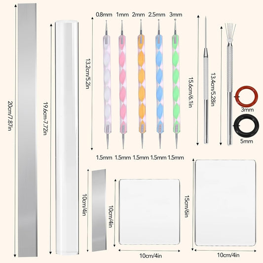 Polymer Clay Tools, Acrylic Clay Roller Pin, Polymer Clay Cutters Tools, Clear Rectangle Sheet Press Board Wire Texture Set Needle Detail Modelling Supplies
