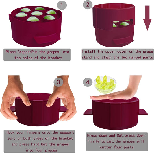 Grape Cutter Tool for Toddlers -Grape Slicer with 7 Individual Holes,Grape Tomato Strawberry Cutters Quarter Slicer tool For Fruits Salad Cake Decoration,Stainless Steel kitchen Gadget Fruit cutter