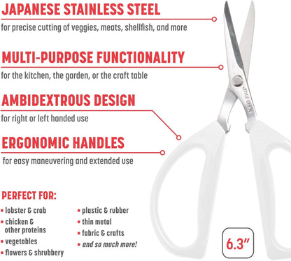 Joyce Chen Original Unlimited Kitchen Scissors All Purpose Kitchen Shears With Comfortable Handles, Red
