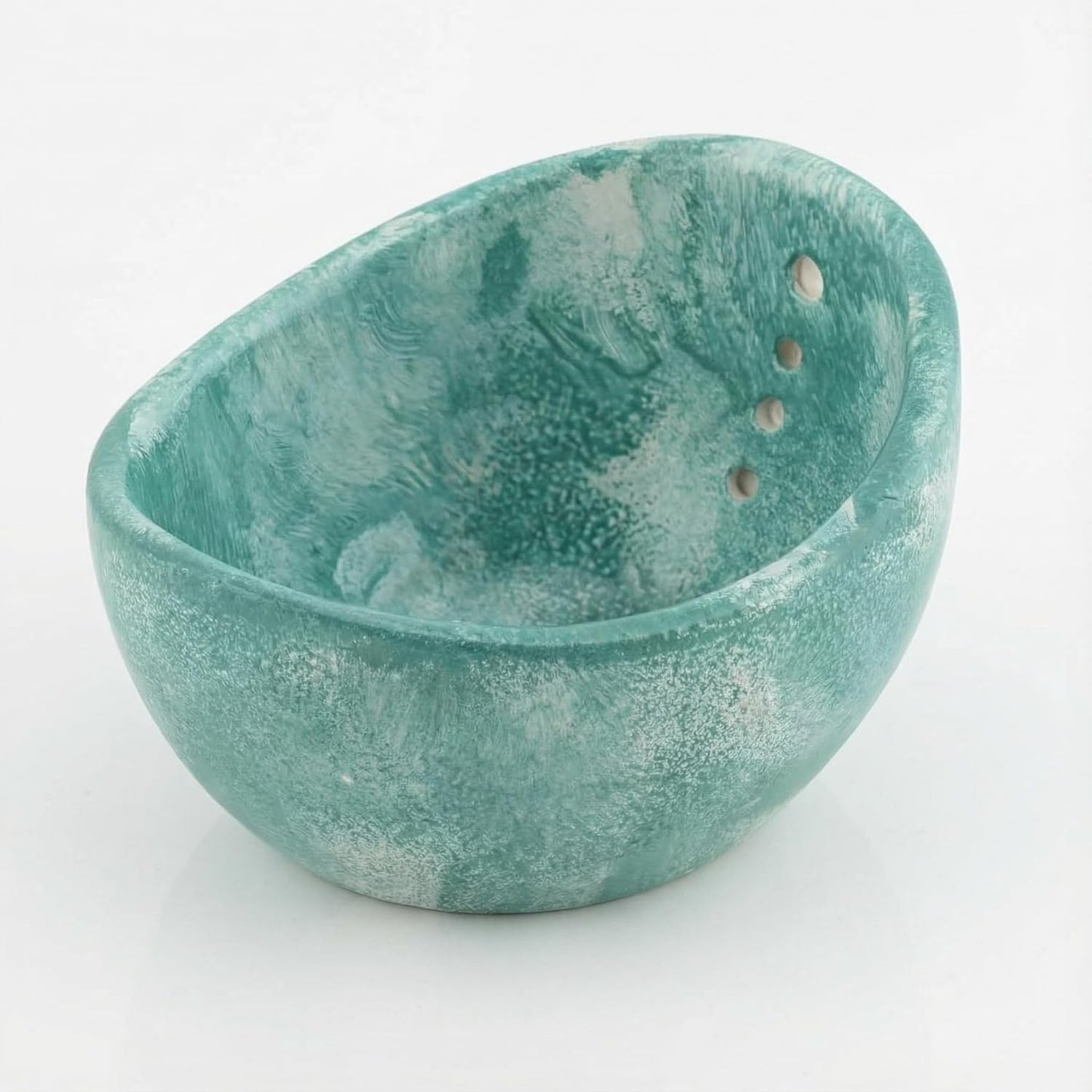 Handmade Ceramic Herb Stripper Bowl, Pottery Herb Stripping Bowl Peeling Cup with Different Hole Sizes for Separating Leaves and Stems (White)