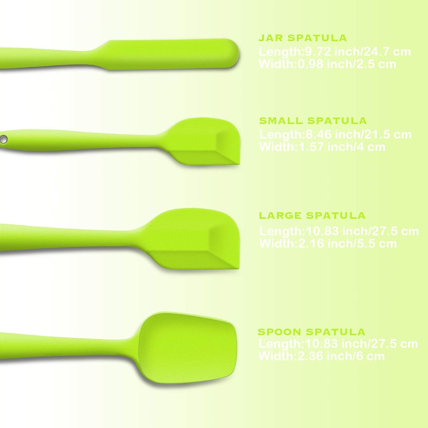 4 Piece Silicone Spatula Set, Flexible Heat Resistant Non-scratch Baking Cooking Rubber Spatulas with Stainless Steel Core, Orange