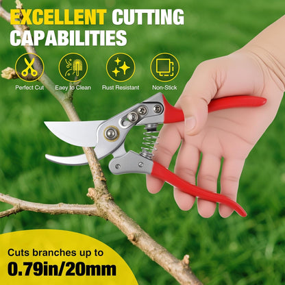 Yesker Pruning Shears Garden Shears 7.8" Professional Garden Scissors Sharp 65 Manganese Steel Blade Heavy Duty Clippers Hand Pruners for Cutting Fresh Flowers Branch Plant Trimming Gardening Tools