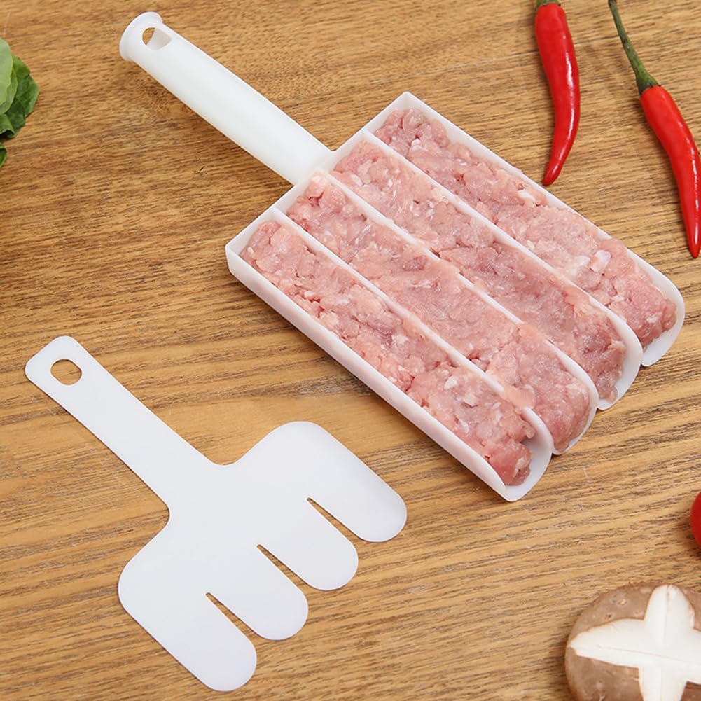 DIY Meatball Making Set, Creative Kitchen Triple Meatball Maker, Meat Baller Spoon with Cutting Spade, Home Cooking Tools, for Cooping Cookie Dough or Sorbet Rice Balls, 2 pcs