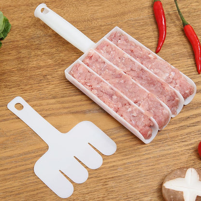 DIY Meatball Making Set, Creative Kitchen Triple Meatball Maker, Meat Baller Spoon with Cutting Spade, Home Cooking Tools, for Cooping Cookie Dough or Sorbet Rice Balls, 2 pcs