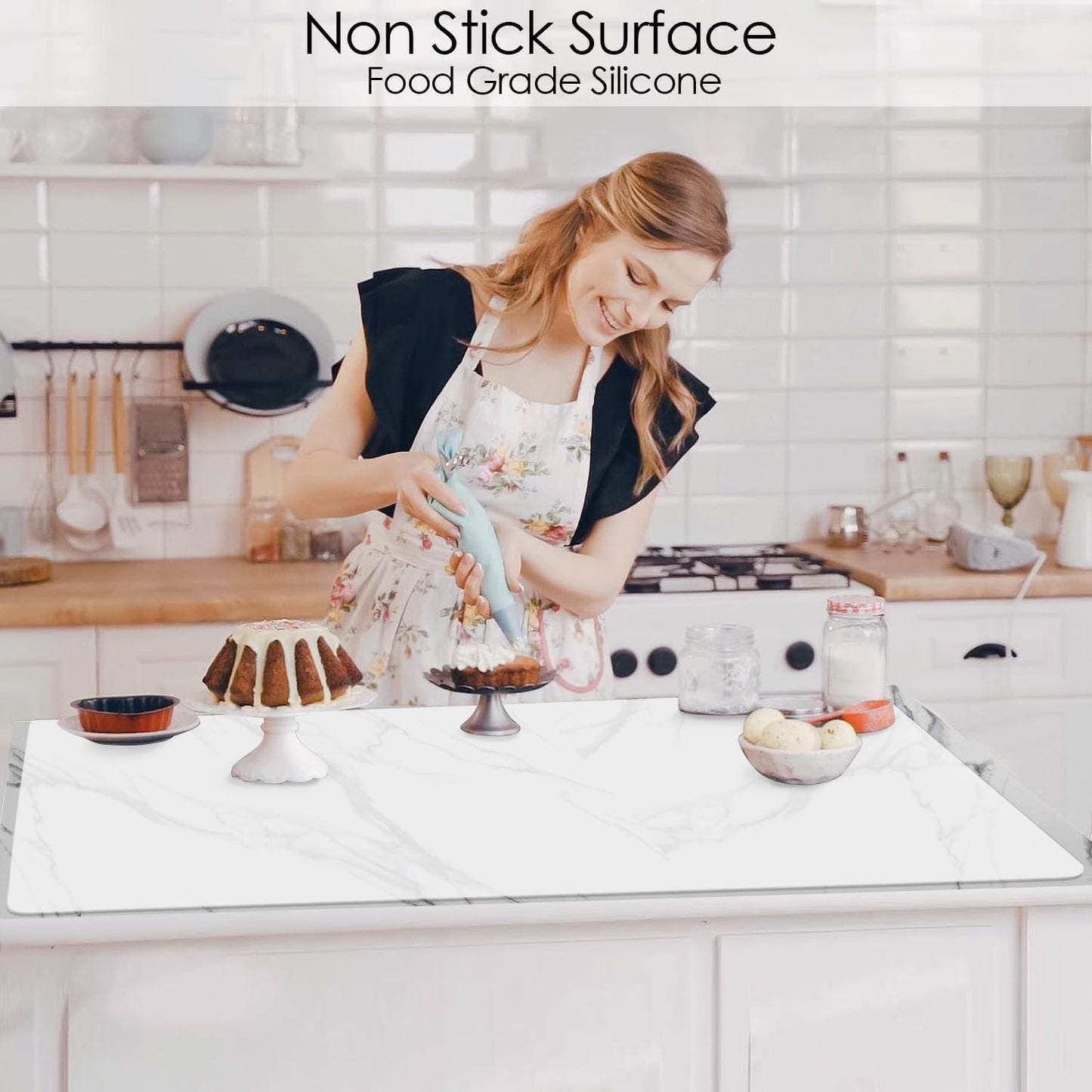 Standard Silicone Mat,Black Baking Mat-Food Grade Kids Dinner Table Placemat Non Slip Counter Mat with Raised Edges Heat Resistant Mat for Air Fryer Nonstick Pastry Dough Mat(1 Pack 23.6'' x 15.7'')
