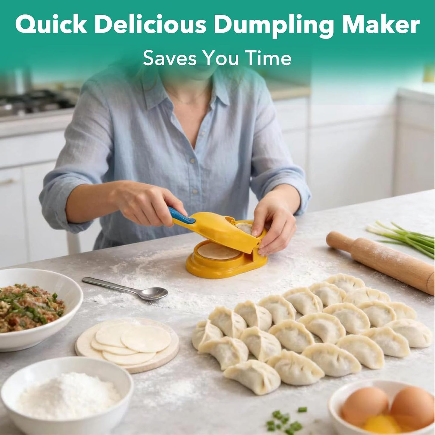 2PCS 2 In 1 Dumpling Maker, Empanada Maker Press with 2 Spoon Pierogi Maker Kitchen Press Ravioli Mold Manual Pastry Dumpling Wrapper Machine for Chinese Food, Perogies, Pierogi, Hand Pie