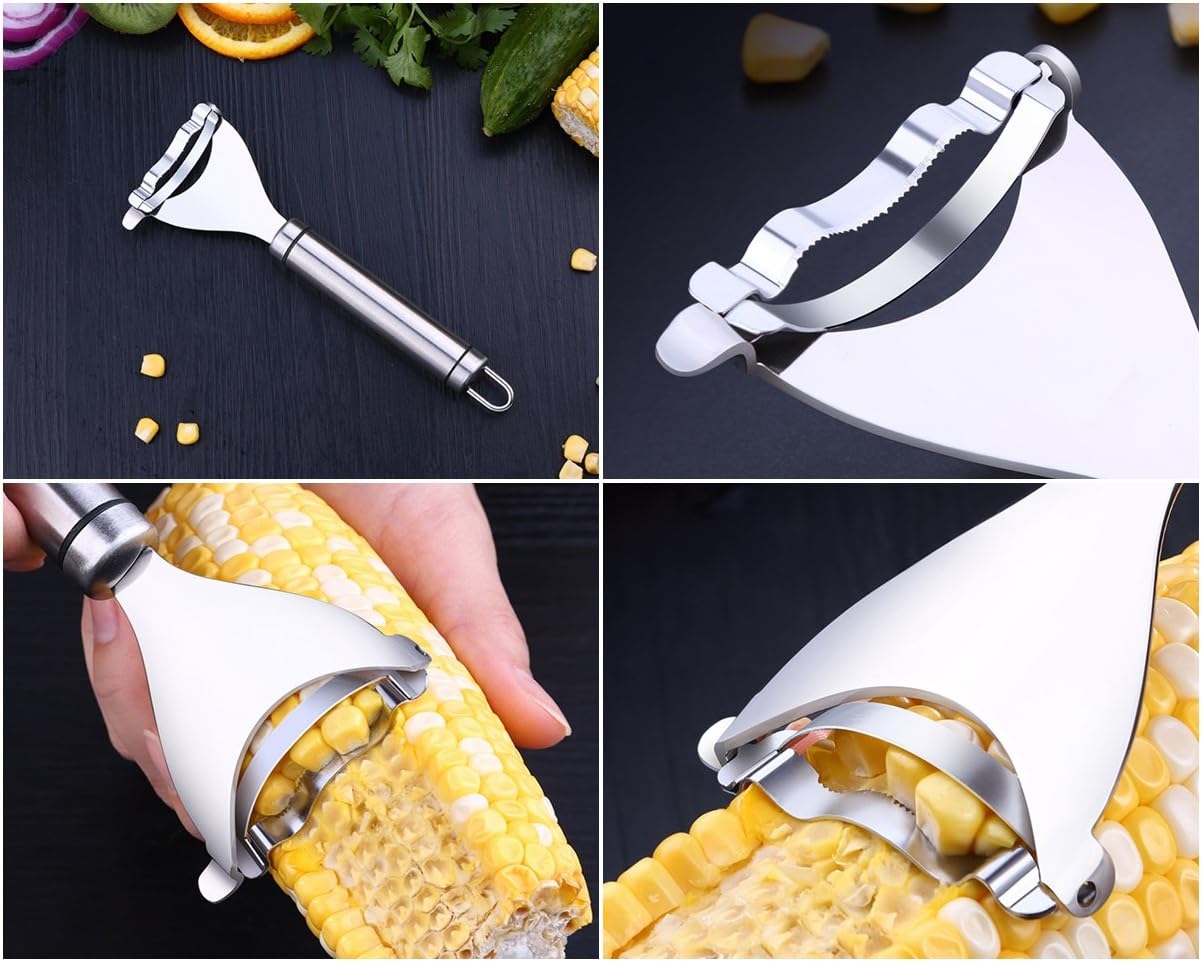 Corn Peeler, Corn stripper for corn on the cob remover tool,Stainless steel multifunctional Kitchen Grips Corn planer Cob Cutter kernels, with Hand Protect