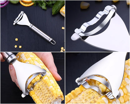 Corn Peeler, Corn stripper for corn on the cob remover tool,Stainless steel multifunctional Kitchen Grips Corn planer Cob Cutter kernels, with Hand Protect