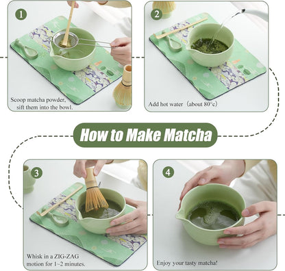 Clay&Fire Matcha Whisk Set, 9 pcs Ceramic Matcha Set, Gifts for Women,Matcha Bowl with Spout and Whisk, Matcha Kit for Matcha Lovers, Gift Mother's Day, Birthday, Anniversary
