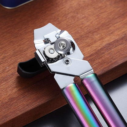 Berglander Can Opener, Stainless Steel Rainbow Handle, Titainium Colorful Plating Handle Hand Held, Smooth Edge Manual Can Opener, Heavy Duty (Rainbow)