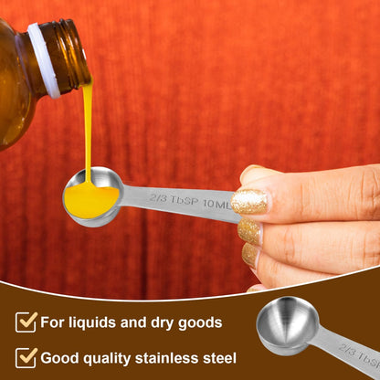 3pcs Measuring Spoon, Stainless Steel Table Spoons Measuring Spoons 1 Tsp Scoop Teaspoon 1/3 Tablespoon 5 ML | 5 CC Metal Spoon Short Handle for Kitchen Tea Soup Ingredients (Short)