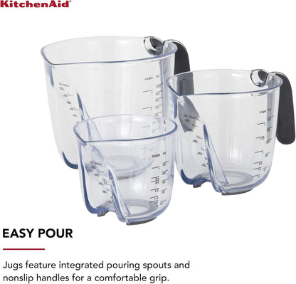 KitchenAid KQ298OSOBA Gourmet Set of 3 Measuring Jugs, Onyx