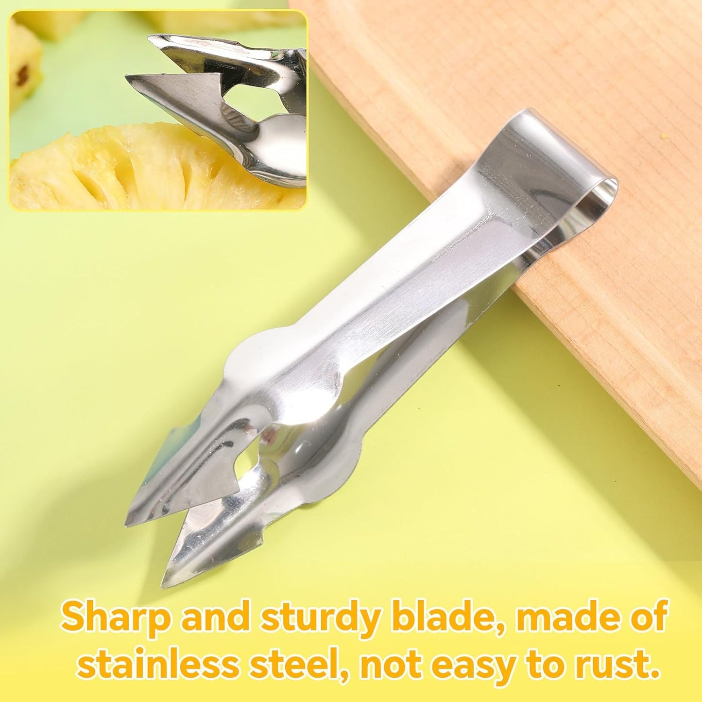 4pcs Pineapple Eye Remover Tools, Stainless Steel Pineapple Corer and Slicer Peeler and V-Shape Core Cutter Fruit Knife for Kitchen & Home Use Tool (2 Peeler & 2 V-Shape Cutter)