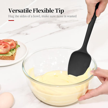 600ºF Heat Resistant Spatulas, High Heat Food Safe Semless Kitchen Silicone Scraper Set for Cooking Baking Mixing Scraping Stirring Nonstick Cookware Pan Bowl (4Pcs,Aqua Sky)