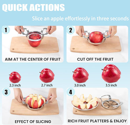 Apple Slicer,8 Blade Extra Large Apple Corer, Heavy Duty Stainless Steel Apple Cutter and Divider，Easy to Use, Time-Saving,Kitchen Tool (8 Blades)