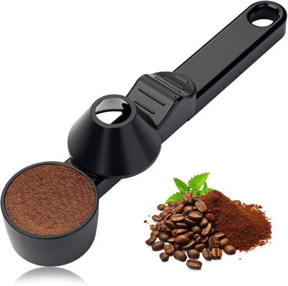 Coffee Scoop with Funnel for Ground Coffee, Protein Powder & Tea, for Reusable K-Cup Refillable Pods, 2 Tablespoon Mess-Free, Funnel Design Prevents Spills (Black, 1 Pack)