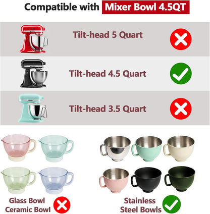 3 Pack Silicone Bowl Liners with Lids for KitchenAid 5QT Tilt Head Mixer, Collapsible Food-Grade Bowl Inserts, Thick Heat/Cold Resistant Silicone Mixing Bowl Liners