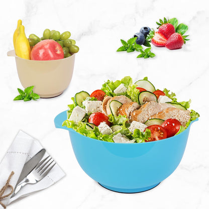 BoxedHome Green Ombre Nesting Plastic Mixing Bowl Set With Pour Spout, Microwave and Dishwasher Safe, BPA free Non-Slip Base, Set of 4 Size 1.7, 2.5, 3.5 and 4.5qt, Great for Prepping, Baking, Cooking
