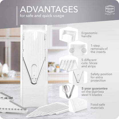 BORNER V Mandoline Slicer Kitchen V1 ClassicLine Starter Set | Vegetable Grater Börner - Quality Made in Germany, Color:Orange
