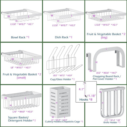 PUSDON Over the Sink Dish Drying Rack, 2 Tier Adjustable Large Capacity Stainless Steel Dish Rack for Kitchen Counter, Heavy Duty Space Saver Organizer with Utensil Holder, Black